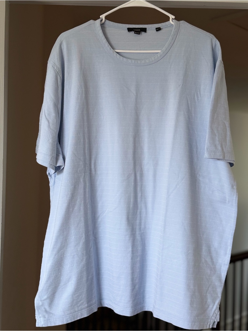 Vince Women’s Light Blue Tonal Stripe Crewneck T-Shirt XXL